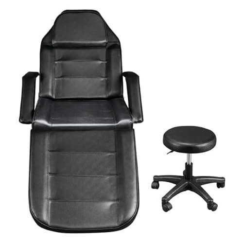 72in Massage Table 3-Section Spa Beauty Salon Tattoo Massage Bed with Motorized Reclinable Height Power Lift & Stool Black - Image 6
