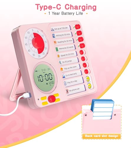 Image of 3-in-1 Visual Timer Task Timer with Chore Chart Board, ADHD Tool for Kids Adults Visual Schedule for Kids with Autism, Daily Checklist for Home, School, Classroom, Desk, Chore Chart