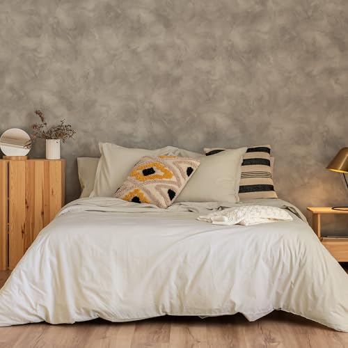 Housse de couette beige 200x200 finitions soignées lit 120 - 4