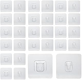 WYAN 20 Pairs Double-Sided Adhesive Hooks,Waterproof Heavy Duty Wall Hooks Wall Hanger,Seamless Hanging Hook for Photos Frame,Lights,Clocks etc