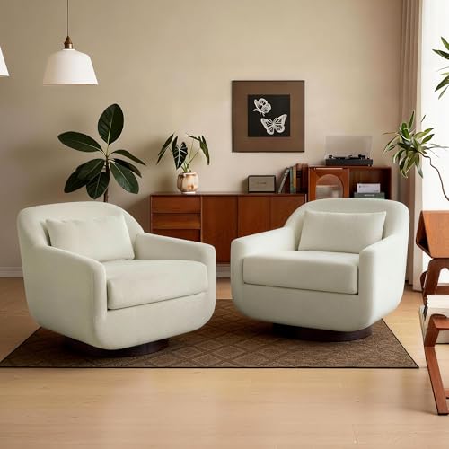 Sillón Barrel Giratorio Chenille Beige