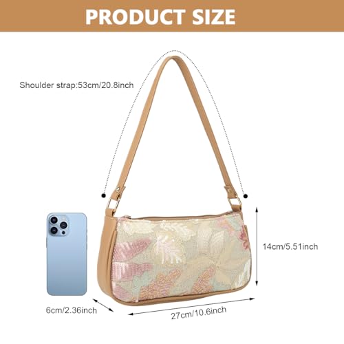 Image of PALAY Shoulder Bag for Woman Beaded Floral Square Sequin Bag Top Handle Underarm Shoulder Handbags