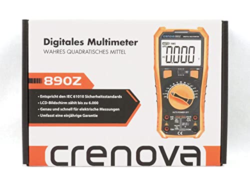 Crenova Digitální multimetr, TRMS voltmetr Ammeter Auto-Range 6000 elektroměr ohmmetrer, měří napětí kapacitu odpor teploty s velkým LCD displejem a podsvícením, pro automobily, elektriky