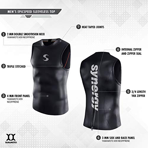 Triathlon Wetsuit - Synergy Men's EpicSpeed Neoprene Sleeveless Top for Open Water Swimming3