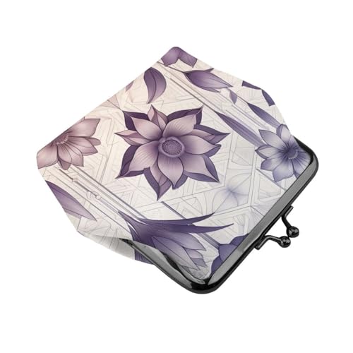 Pu Leather Buckle Coin Purse Lavender-Pattern Girls Kiss-Lock Change Purse Wallets3