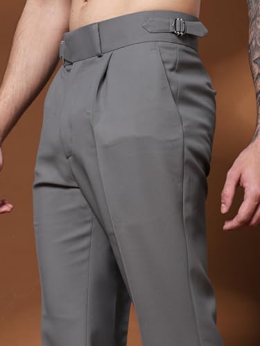 Image of Gurkha Pants for Men | Trouser for Men | Formal Pant | Single Buckle | Bell Bottom Trouser High Waist Pleated Casual Trousers | Flared Bottom Leg Pants for Office Smart Casual Travel Party