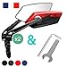 2 Rétroviseurs Vélo Trottinette Electrique Scooter Moto Gauche & Droit (Rouge) | Haute Qualité et Robuste | Large champ de vision | Ajustable à 360° | Sécurité routière