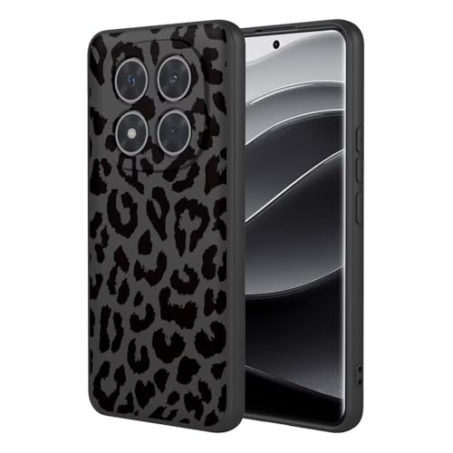 ESONG Leopardato Cover per Xiaomi Redmi Note 14 Pro+ Plus 5G Custodia Sottile Liquido Carina Aesthetic Disegno Print Motivo per Donne Ragazze Morbida Antiurto silicone tpu nero