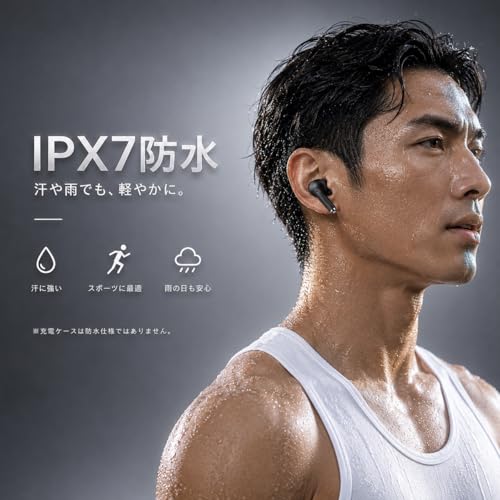 ワイヤレスイヤホン Bluetoothイヤホン 6つのシリコンマイク搭載 AIスマート ENC通話 IPX7防水 最大60時間再生 2026年最新Bluetooth6.0 EDR ブルートゥースイヤホン 全音域HI-FI音質 低遅延 接続瞬時 WEB会議/運動/ゲーム/テレワーク/通学/通勤/スポーツ/音楽用 iPhone/Android対応 商品画像8