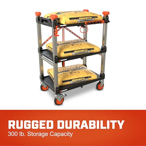 Crescent SITERUNNER, 3 Shelf Heavy Duty Folding Jobsite Cart - 300-lb Capacity, F3SCBL
