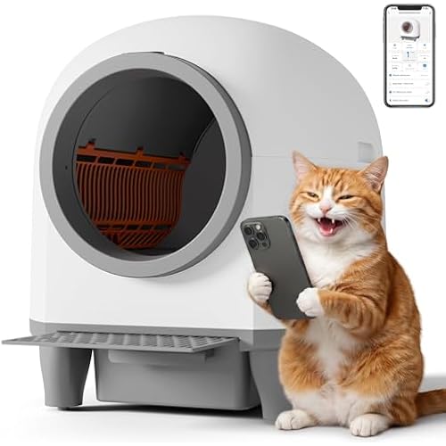 WARCAT Enclosed Self-Cleaning Litter Box – APP Control, 90L, Gray