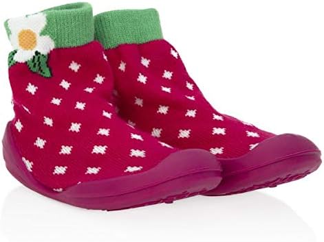 Nuby Snekz Comfortable Rubber Sole Sock Shoes for First Steps- Strawberry/Large 22-30 Months