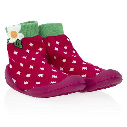 Nuby Snekz Comfortable Rubber Sole Sock Shoes For First Steps- Strawberry/Large 22-30 Months #TOP1