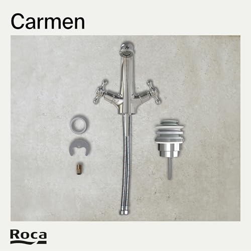 Miniatura 6 de Roca,Carmen,Grifería Bimando Para Lavabo Con Desagüe Click-Clack, Cuerpo Liso,A5a3a4bc00