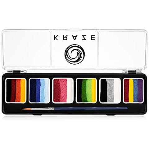 Kraze FX Splash Split Cake Palette (6 gm) with Brush - Water Activated, Hypoallergenic, Safe, Non-Toxic Face Painting Kit for Sensitive Skin, Kids & Adults Cover