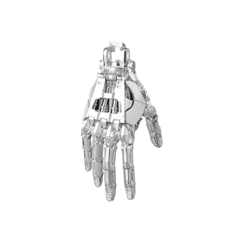 COPPERTIST.WU Custom Mechanical Hand Pendant for Necklace, Movable Finger Joints Robot Hand Charm Jewelry for Men Women,Silver&18K Gold Vermeil