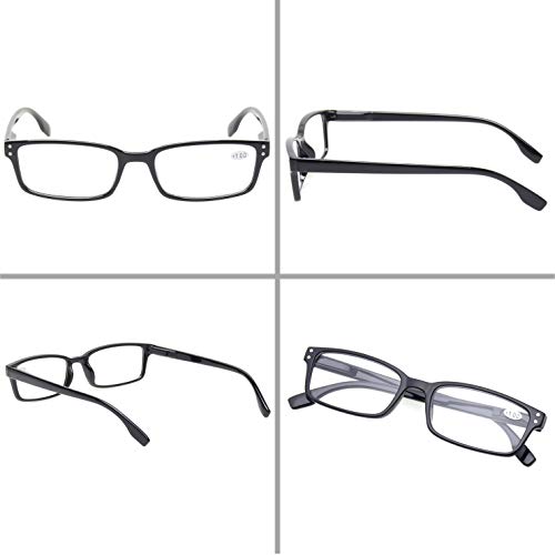 Image of Kerecsen 4 Pack Reading Glasses for Men and Women with Spring Hinges, Lightweight Black Rectangular Readers Eyeglasses (2Tortoise 1Black 1Gray Lens, 0.50)