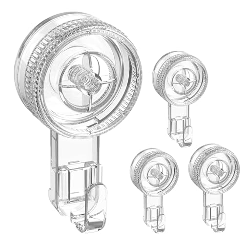 MigWoo 4 Stück Saugnapf Haken Ohne Bohren, Saugnapfhaken, Transparent Abnehmbar Saughaken Extra Stark Max 5KG, Saugnäpfe mit Haken für Dusche, Badezimmer, KüChe, Fenster, Kranz