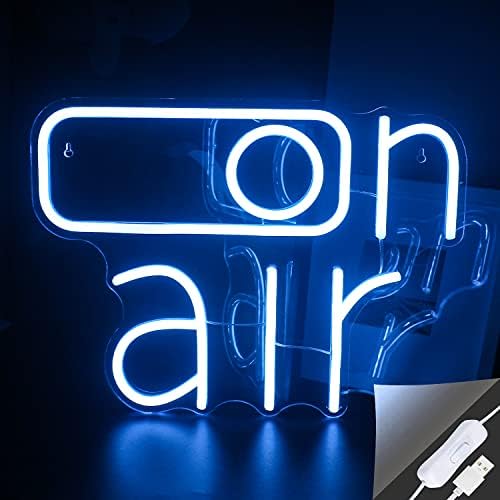 Looklight On Air Neon Sign Blue Led Neon Light Letter Neon Sign for Wall Decor Live Neon Word Sign for Studio Gaming Room Video Room Decor Bar Pub Club Decoration Sign with USB Powered