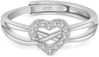 HEEYA Adjustable Rings for Women - 925 Sterling Silver Thumb Rings - Moon Star Ring for Girls - Silver Ring Set with Cubic Zirconia - Anxiety Fidget Rings - Gift for Mum Wife Girlfriend with Box