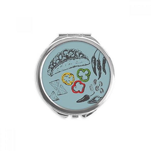 Miroir rond maquillage de poche piment rouge compact de 2,6 pouces