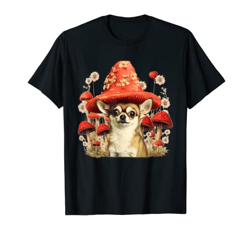Cottagecore Chihuahua Aesthetic Dog Lover Mushroom Hat Cute Men Women Kids T-Shirt