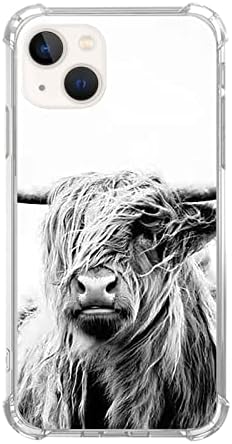 WidofvSpky Scottish Highland Cattle Case for iPhone 13, Cool Cow Wild Animal Case Compatible with iPhone 13 for Girl Men and Women, Unique Trendy TPU Bumper Phone Cover Case for iPhone 13