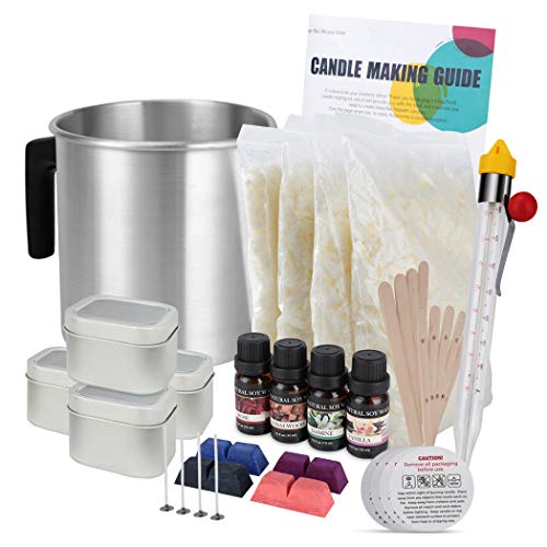 Soy Wax Candle Making Kit - Includes 2lb Soy Wax, 2L Melting Pot, Candle Tins, Essential Oils, Color Dyes for Adults Kids Beginners DIY Crafts