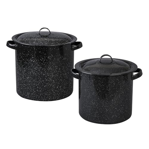 La Mejor Lista de Sarten cinsa los más solicitados. 42 CINSA Juego de Ollas Altas Negro Jaspeado | Acero Vitrificado |Higiénicas, Resistentes y Fáciles de Lavar | Para Caldos y Sopas