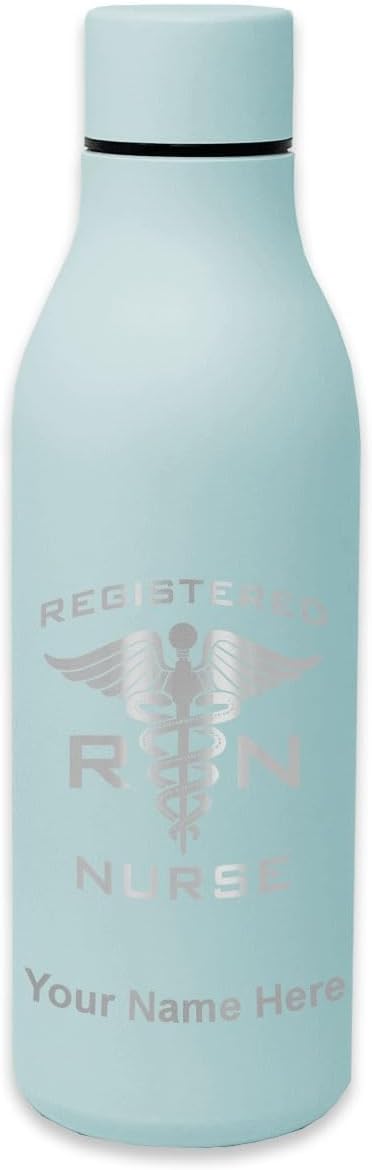 LaserGram Double Wall Stainless Steel Water Bottle, RN Registered Nurse, Personalized Engraving Included