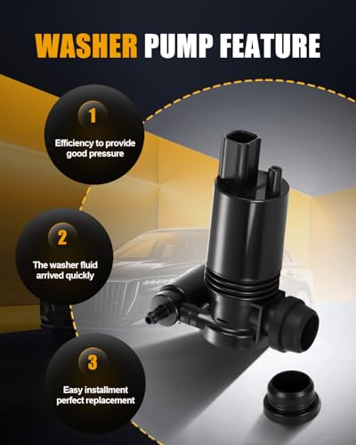 Image of ROADFAR Windshield Washer Pump Compatible for Chrysler Pt Cruiser 2001-2010 | Fit For Dodge For Caravan 2004-2007|For Jeep For Grand Cherokee 2005 2006|OEM:05143581AA|05093412AA|with Grommet