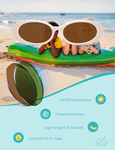 Image of SOJOS Ocean Collection Retro Oval Polarized Sunglasses Kids SUNLIGHT S | Recycled plastic build, UV400 lenses, lightweight for kids