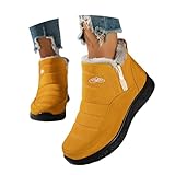 Winterstiefel Gefüttert Schuhe Gefütterte,Winterstiefel Damen Warm Plush Gefütterte Winterschuhe Schneestiefel Winter Schlupfstiefel Kurzschaft Stiefel Boots Schuhe Outdoor Gelb 38