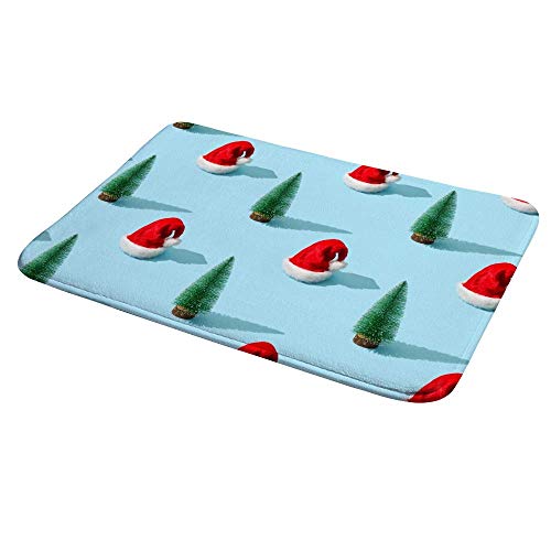 Tapis de bain lavable en machine velours bleu antidérapant CHEHONG