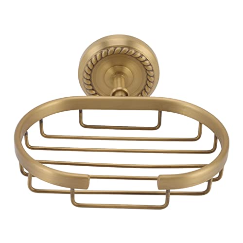 Soap Dish Wall Mounted Draining Soap Saver Twisted Pattern Soap Holder Copper Stainless Steel Antique Soap Rack Metal Self Draining Soap Tray for Bathroom Gold