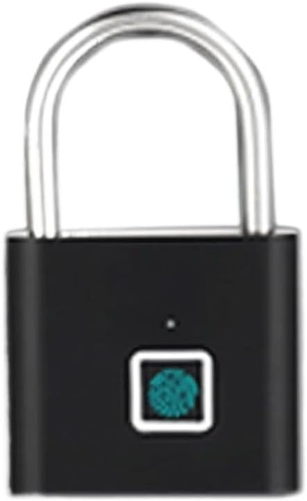 P2 Smart Fingerprint Padlock Waterproof Zinc Alloy Biometric Padlocks with Buit-in Rechargeable Battery(Black)