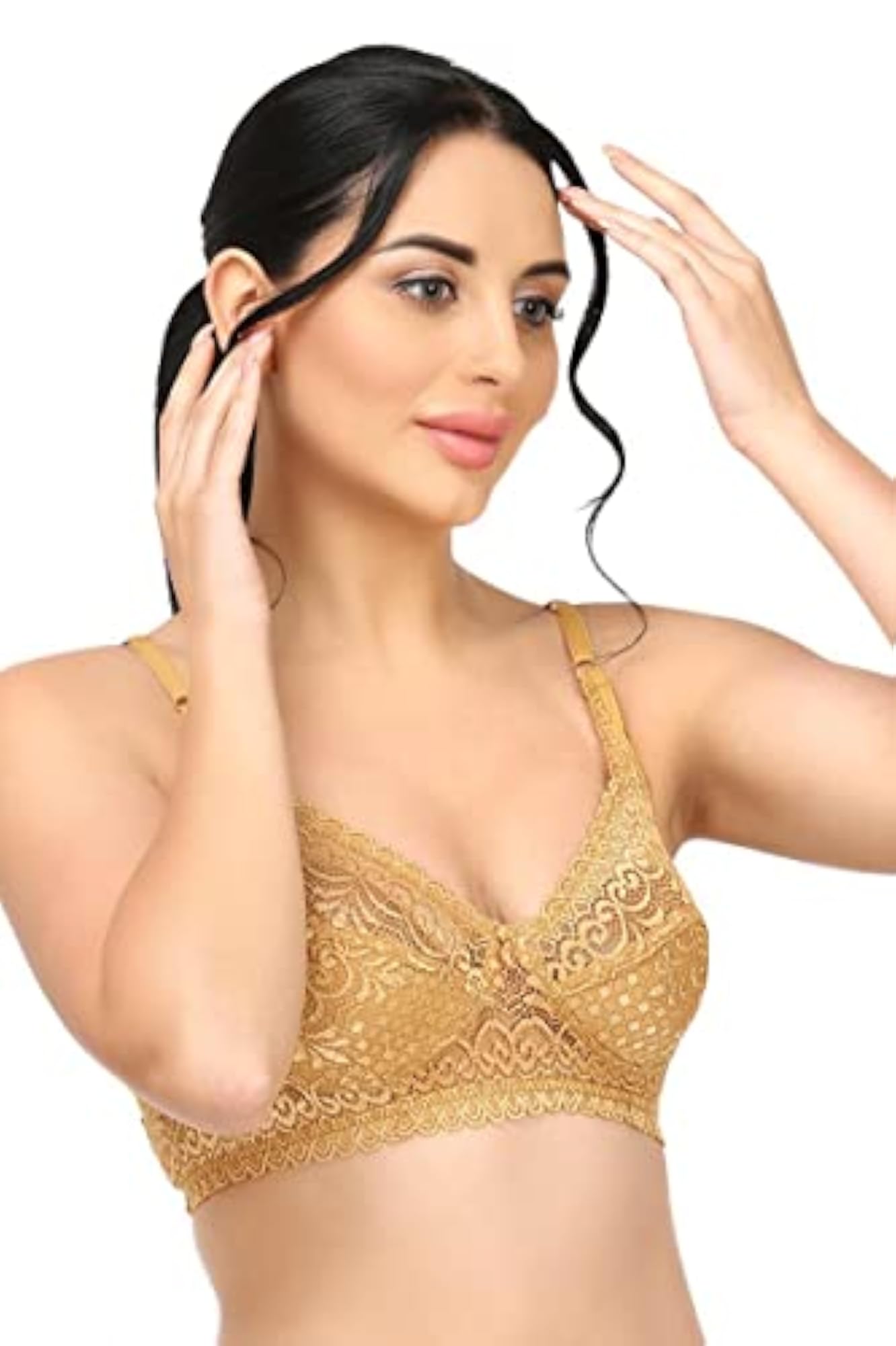 Women's Lace Bra, Lightly Padded Non-Wired Bridal Bra