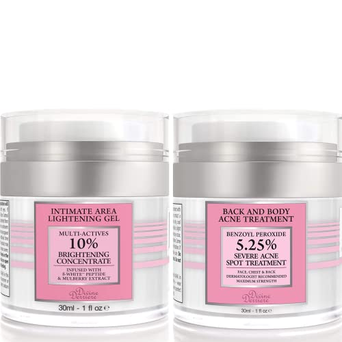 Divine Derriere Intimate Skin Lightening Gel for Body, Face, Bikini and Sensitive Areas - Skin Whitening Cream WITH Butt Acne Clearing Lotion for Body, Back, Bum and Thigh - Special Acne Treatment