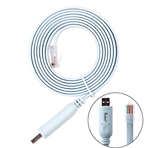 asunflower 6FT USB Console Cable Pack of 3, FTDI USB-to-RJ45 Serial Console Cables, RS232 Console Rollover Cable - 8P8C
