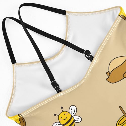 ZZKKO Bear and Bee Girls Swimsuit One Piece Bathing Suit for Baby Girls' Swimwear 3-10T4