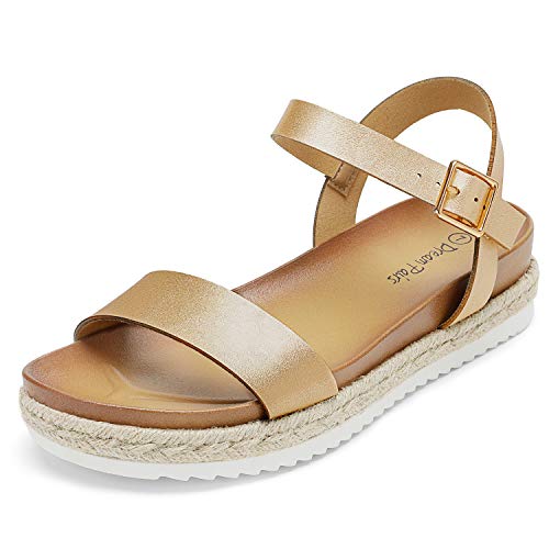 Image of DREAM PAIRS Women's Open Toe Ankle Strap Espadrille Casual Flatform Platform Wedge Sandals