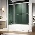 ELEGANT 58.5-60 in. W x 57 3/8 in. H Bypass Sliding Bathtub Glass Doors, Semi-Frameless Shower Door with 1/4 in. Clear Tempered Glass, Brushed Nickel Finish