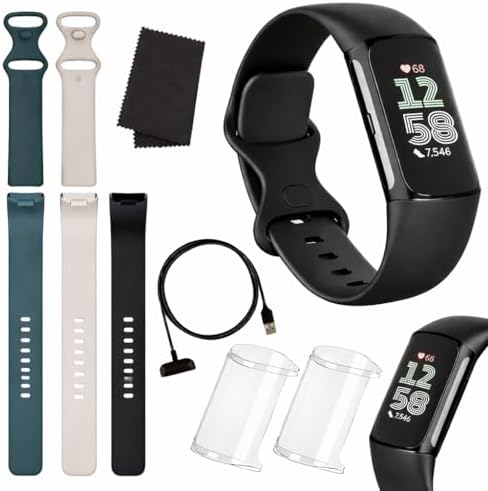Fitbit Charge 6 Fitness Tracker (Bundle) – Black/Obsidian – Heart...