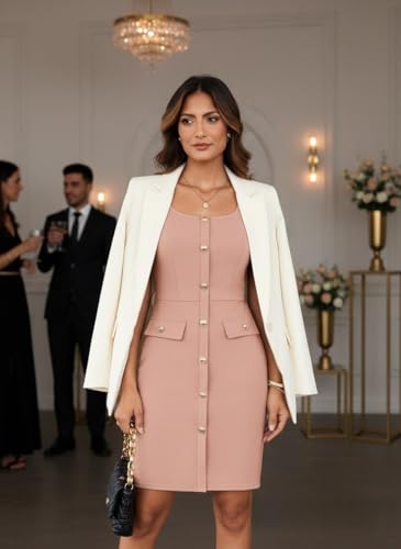 Image of GRACE KARIN 2025 Women's Buttons Belted Square Neck Business Work Dress Sleeveless Bodycon Midi Dress