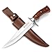 GVDV Cuchillo de Hoja Fija con 440C Acero Inoxidablemás, Cuchillo de Caza con Funda de Cuero Genuina + Mango de Palisandro para Supervivencia, Acampar, Caza