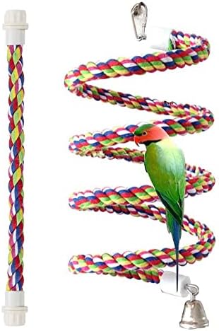 Pets vv Bird Rope Perch Parakeet Toys, Spiral Bird Toy for Cockatiels, 43"&13.7" Bird Bungee Rope Perches Suitable Bird Cage Accessories