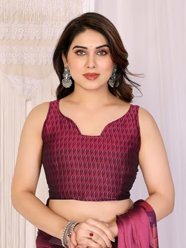 Image of SUPERLAXMI Women's Chiffon Floral Printed Saree with Blouse Piece