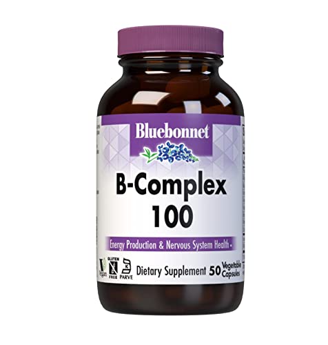 Bluebonnet Nutrition B Complex 100 Vegetable Capsules, Complete Full Spectrum, Vitamin B6, B12, Biotin, Folate, Vegan, Vegetarian, Gluten Free, Soy Free, Milk Free, Kosher, 50 Vegetable Capsules #TOP6