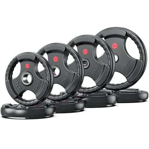 XDDIAS Rubber Weight Plates for Barbell, 2-Inch Olympic Grip Plate for Strength Training, Weightlifting and Bodybuilding in Home & Gym, Solid Cast Iron Weight Plates Pair and Sets (230LBS Set (Pair of 10, 25, 35, 45))