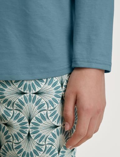 CALIDA Lovely Nights Korte pyjama voor dames, van 100% katoen, onderhoudsvriendelijk, elastisch en vormvast, in single jersey, Hydrangea Blue., 44-46